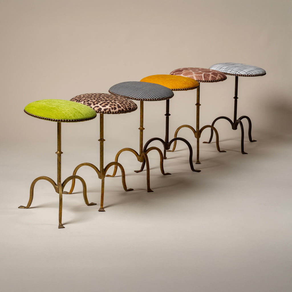 Petite Metal Stool Featuring a Lime Green Seat