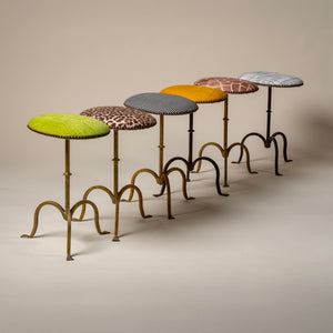 Petite Metal Stool Featuring a Giraffe Patterned Seat