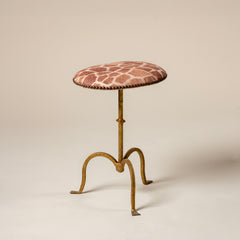 Petite Metal Stool Featuring a Giraffe Patterned Seat