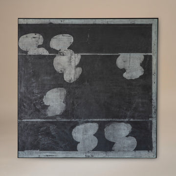 Large Square Painting with Multiple White Orbs