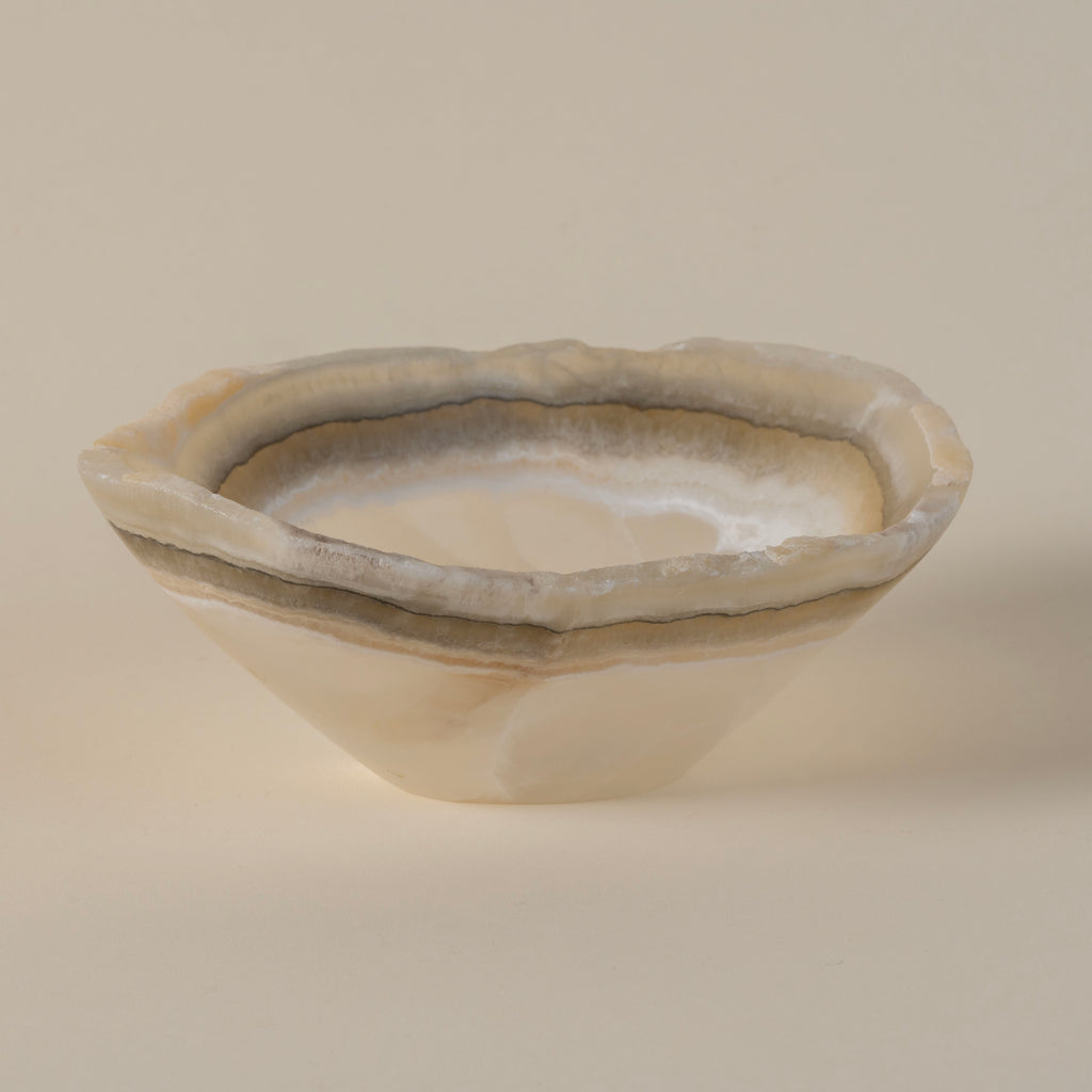 Matt Rustic Freeform Onyx Bowl, Pearlescent