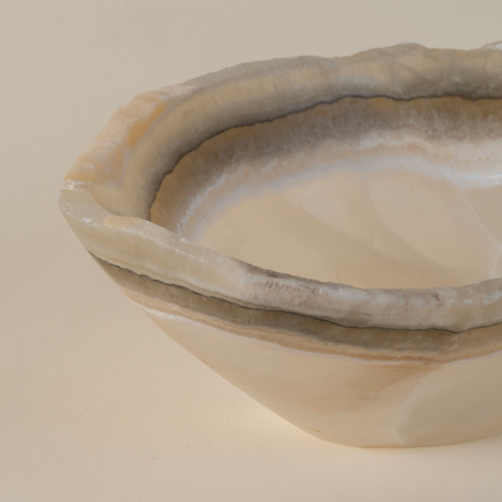 Matt Rustic Freeform Onyx Bowl, Pearlescent