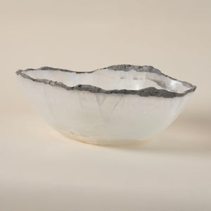 Polished Gray & White Onyx Bowl