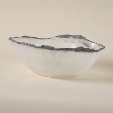 Polished Gray & White Onyx Bowl
