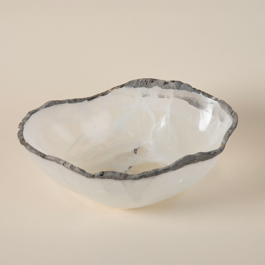 Polished Gray & White Onyx Bowl