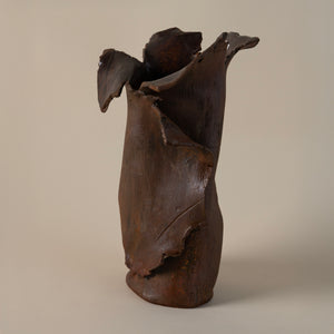 Handmade Ceramic Vase with Patinaed Iron Finish