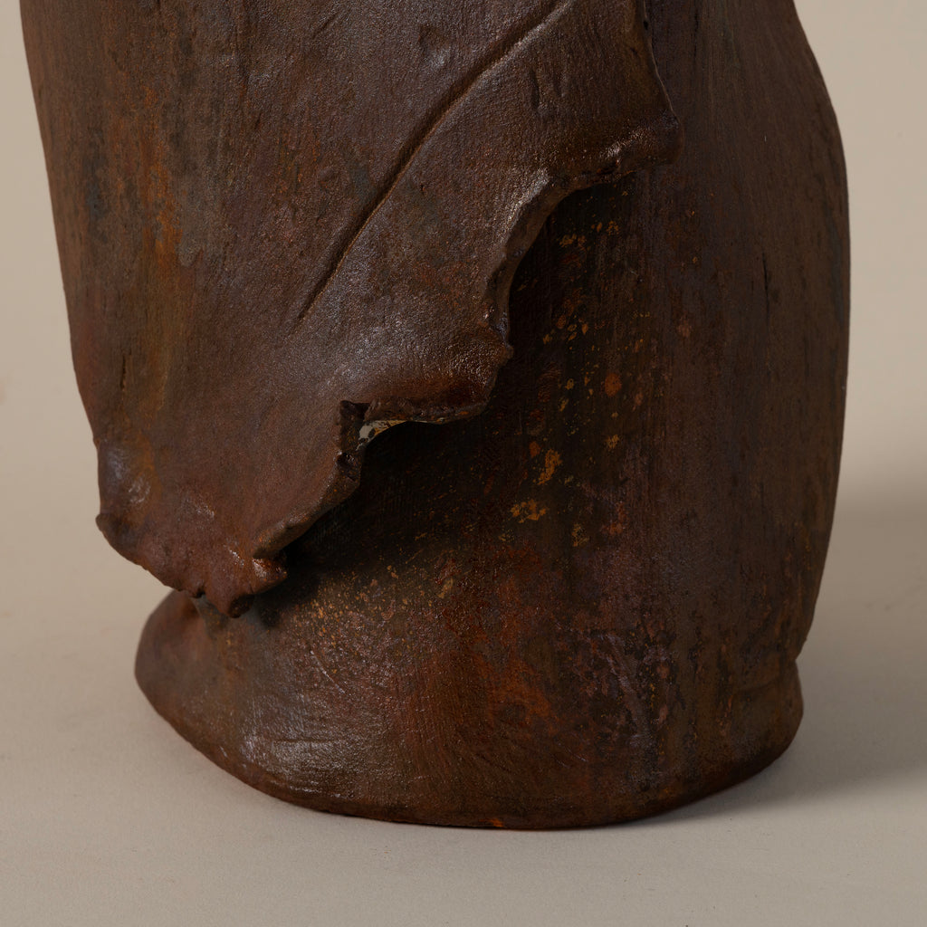 Handmade Ceramic Vase with Patinaed Iron Finish