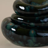 Set of 3 Handmade Organic Shaped Stacking Bowls in Speckled Olive