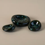 Set of 3 Handmade Organic Shaped Stacking Bowls in Speckled Olive