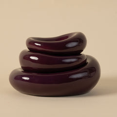 Set of 3 Handmade Stacking Bowls in Eggplant