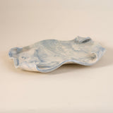 Blue Marbleized Porcelain Tray with Curled Corners