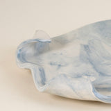Blue Marbleized Porcelain Tray with Curled Corners