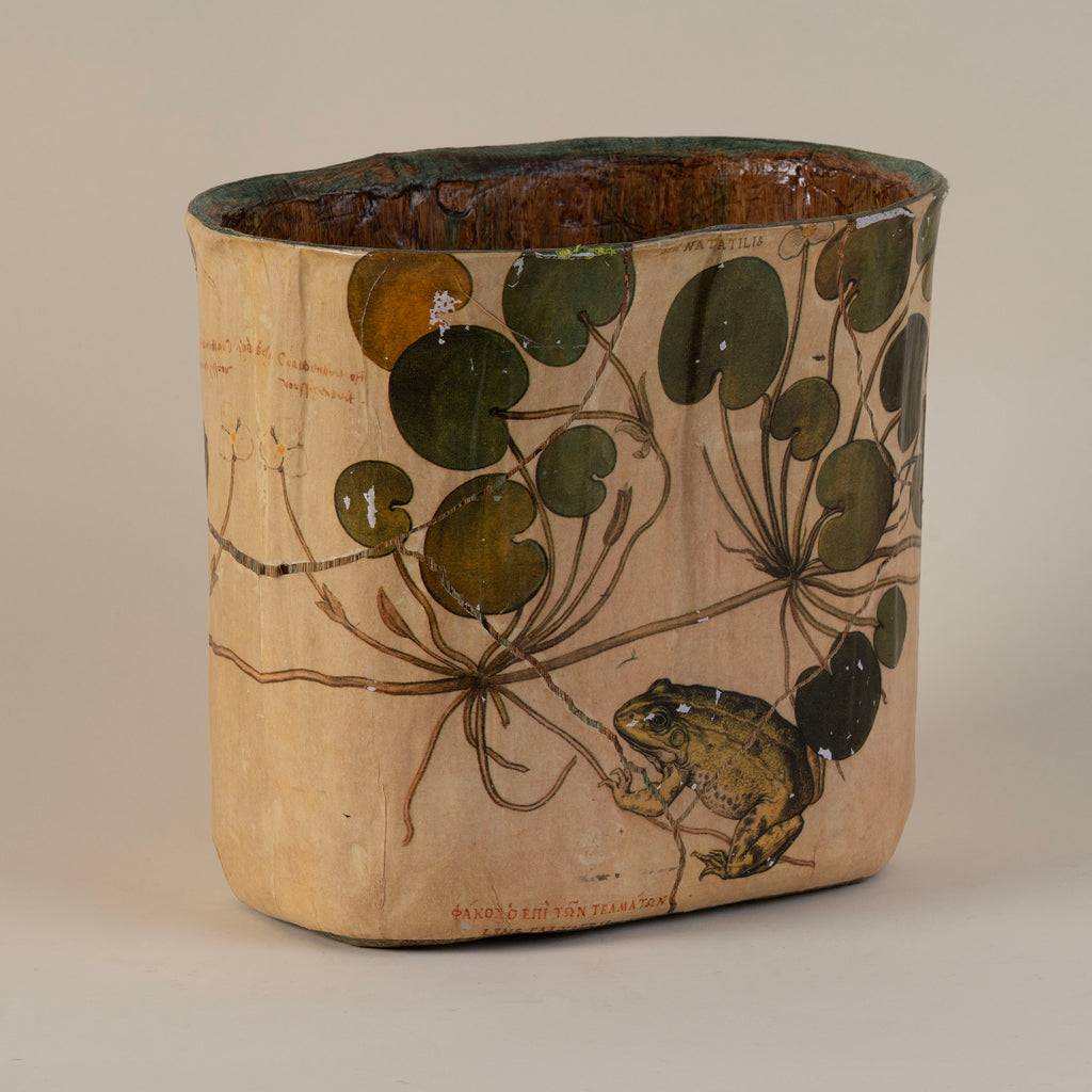 Charming Vintage Decoupage Waste Basket