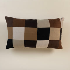 Large Lumbar Pillow with Embroidered Tile