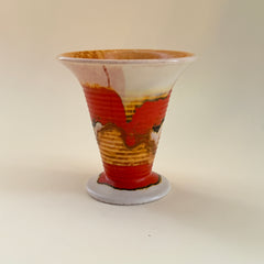 Fluted Vase with Ribbed Body in Sunset Marble