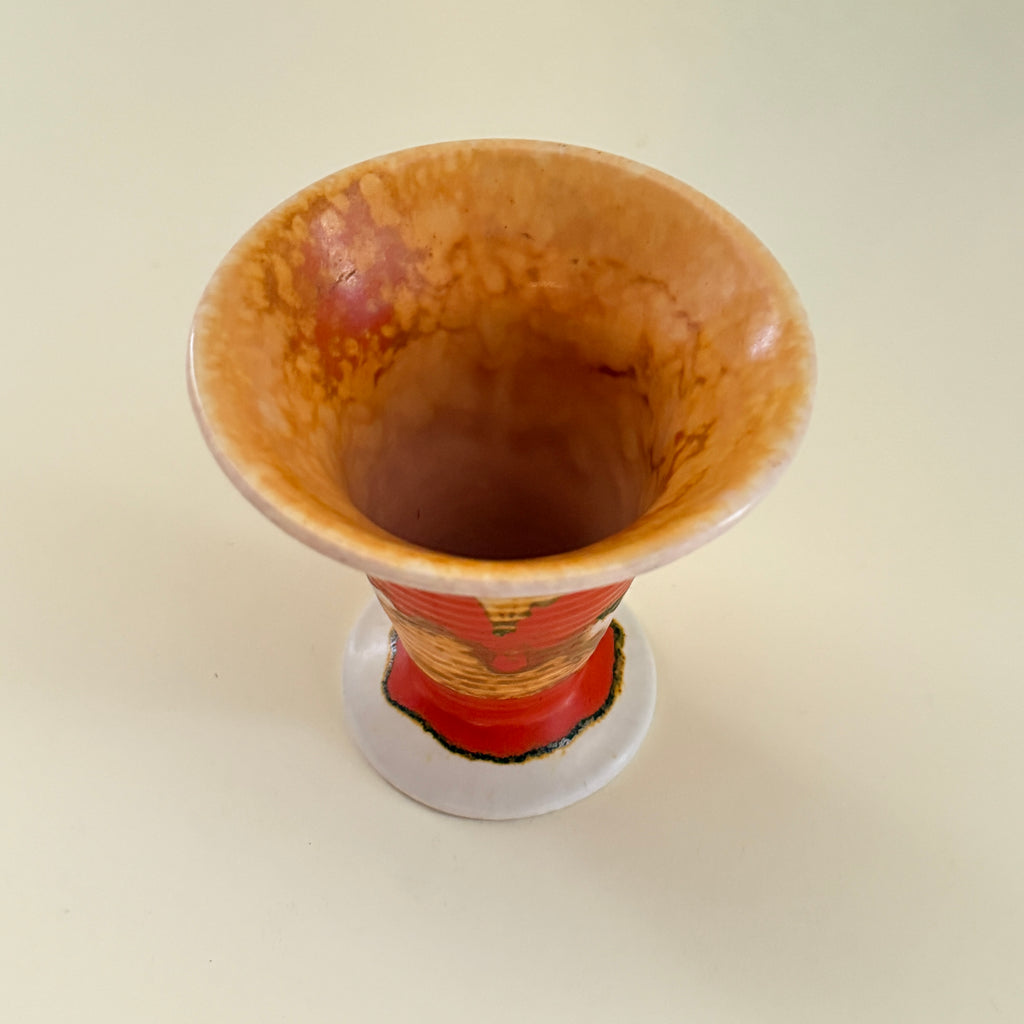 Fluted Vase with Ribbed Body in Sunset Marble