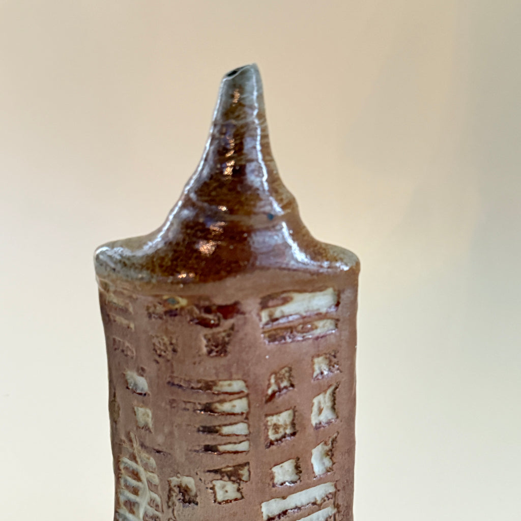 Patterned Ceramic Flask Vase
