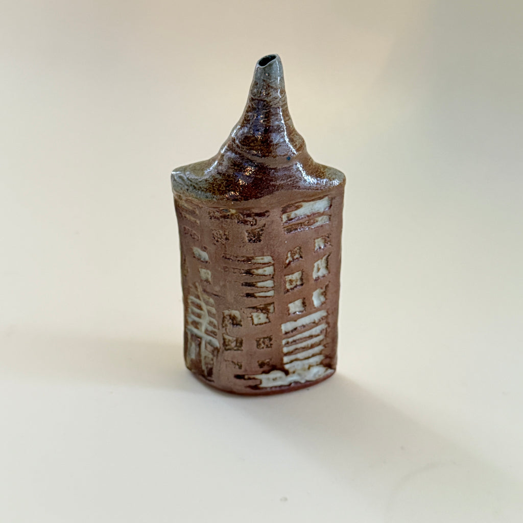 Patterned Ceramic Flask Vase