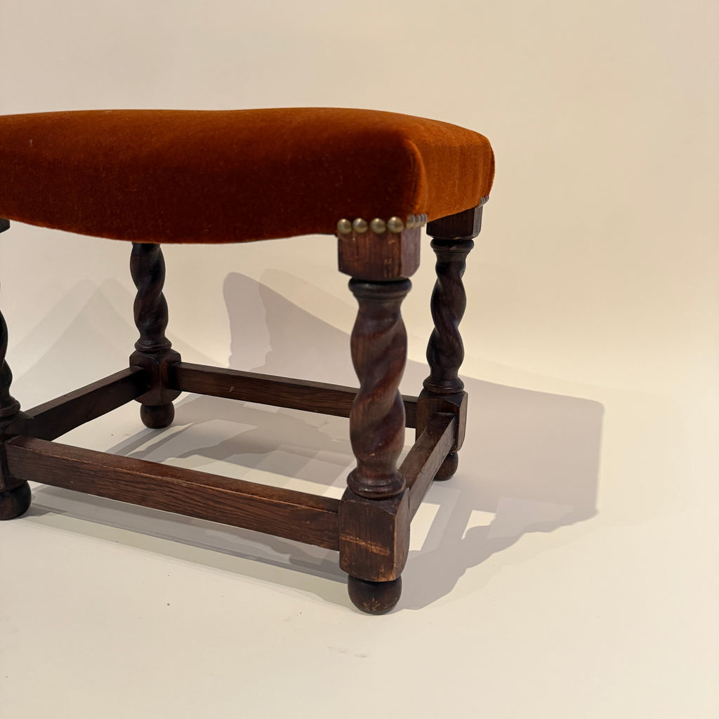 Petite Mahogany Stool with Twisted Legs