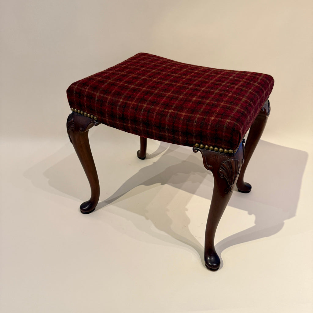 Newly Upholstered Stool with Queen Anne Legs