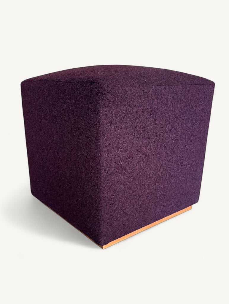 Square Stool with Toe Kick, Upholstered in Holland & Sherry Chamonix, Maroon