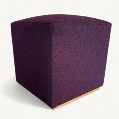 Square Stool with Toe Kick, Upholstered in Holland & Sherry Chamonix, Maroon