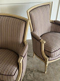 Painted & Upholstered French Louis XVI Bergeres