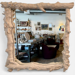 Handcrafted Ceramic Mirror features intricately Sculpted Branches and Leaves