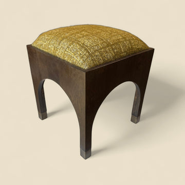 Renshaw Stool Upholstered in Grampian Flora Green in Cognac Finish