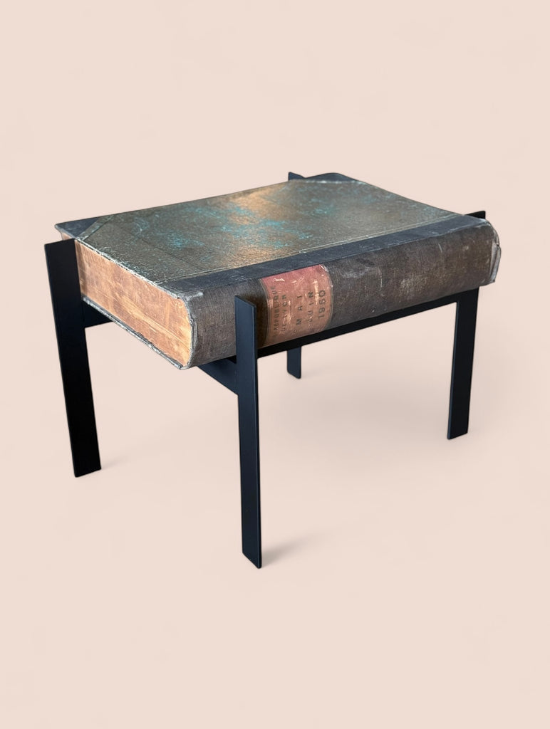 Oversized large French book with custom steel base.