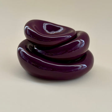 Set of 3 Handmade Organic Shaped Stacking Bowls in Eggplant