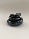 Set of 3 Handmade Organic Shaped Stacking Bowls in Speckled Olive