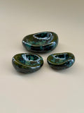 Set of 3 Handmade Organic Shaped Stacking Bowls in Speckled Olive