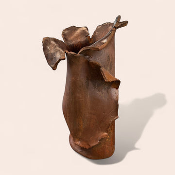 Handmade Ceramic Vase with Patinaed Iron Finish
