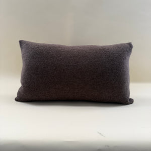 Large Lumbar Pillow with Embroidered Tile Front Panel and Brown Wool back Panel