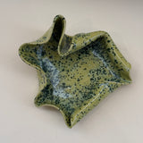 Handmade Ceramic Wave Tray in a Lime Shower Speckled Finish