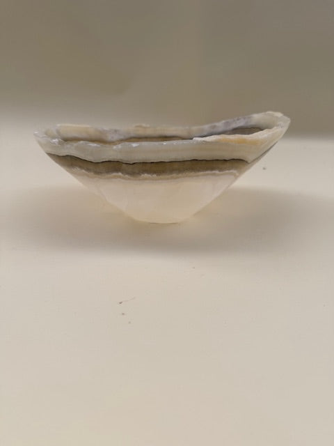 Matt Rustic Freeform Onyx Bowl, Pearlescent