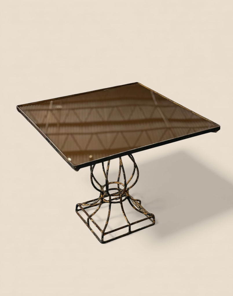 Glass Top Side Table with Vintage Base