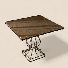 Glass Top Side Table with Vintage Base