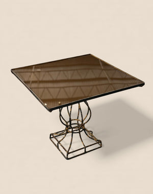 Glass Top Side Table with Vintage Base