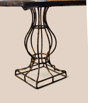 Glass Top Side Table with Vintage Base