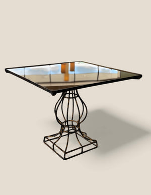 Glass Top Side Table with Vintage Base