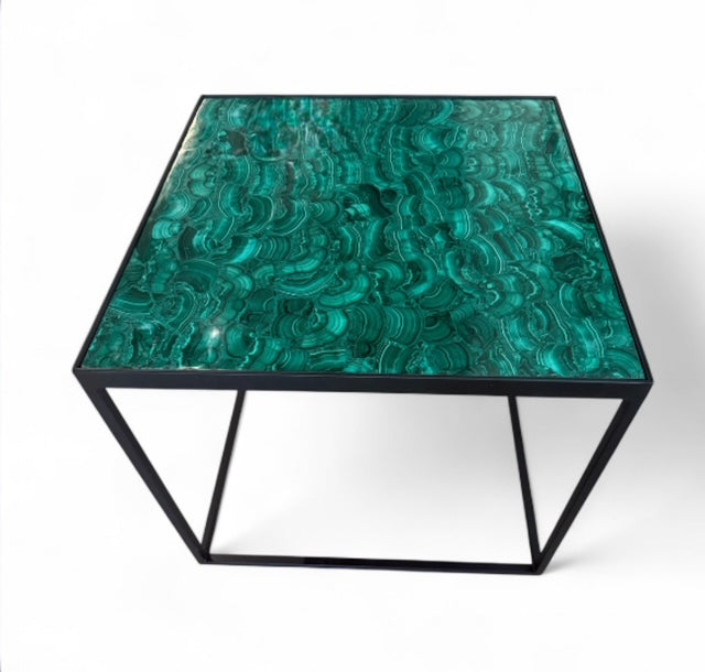 Vintage Malachite inset in Custom Steel Base