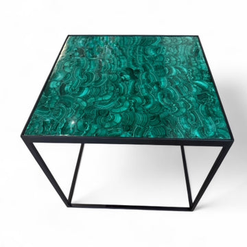 Vintage Malachite inset in Custom Steel Base