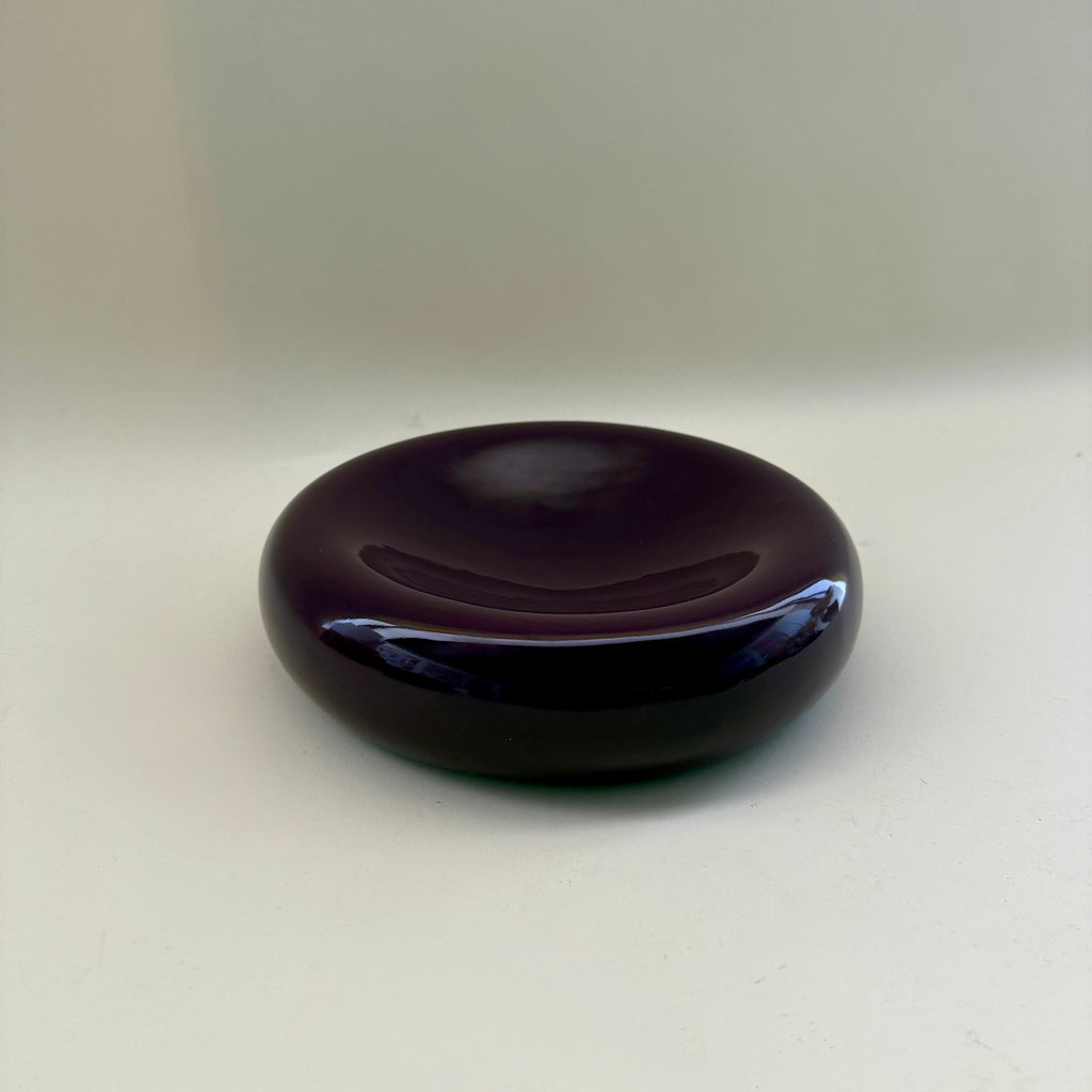 Large Concave Ceramic Bowl in Eggplant