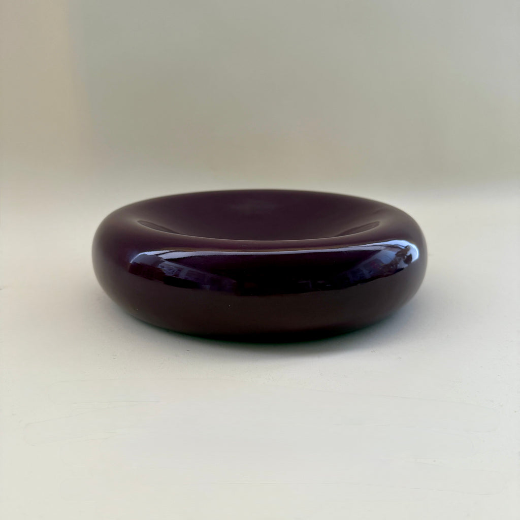 Large Concave Ceramic Bowl in Eggplant