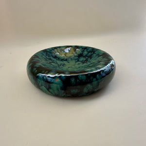Large Concave Ceramic Bowl in Olive Float
