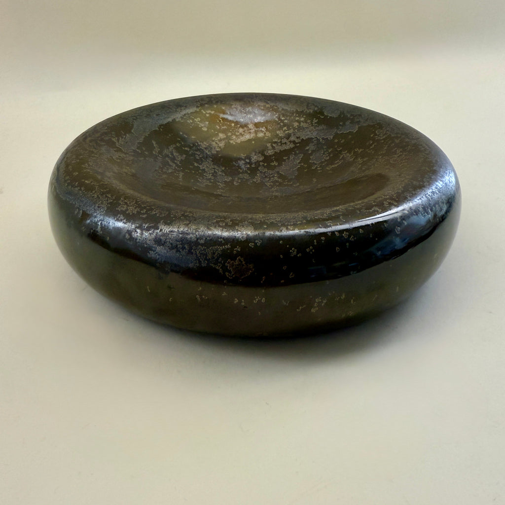 Large Concave Ceramic Bowl in Speckled Cordovan