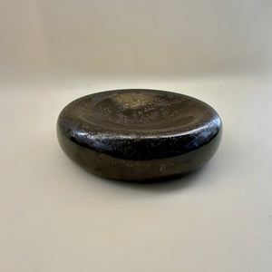 Large Concave Ceramic Bowl in Speckled Cordovan