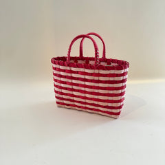 Retro Travel Tote in Pink & Red
